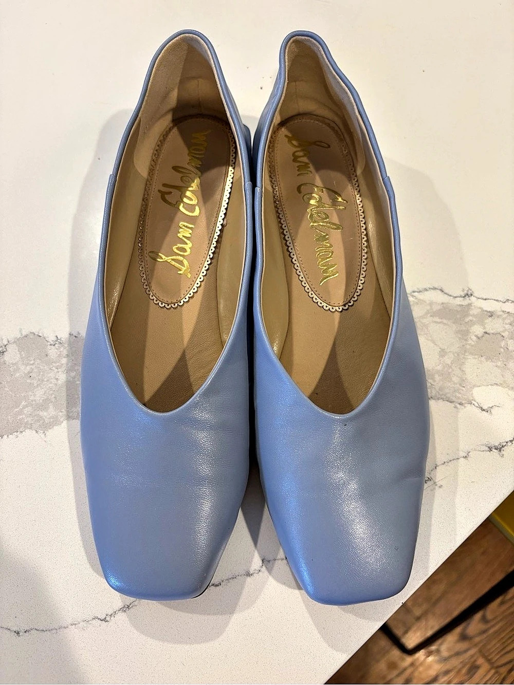 Sam Edelman Kasey Square-Toe Ballet Flats in Light Blue Size 10.